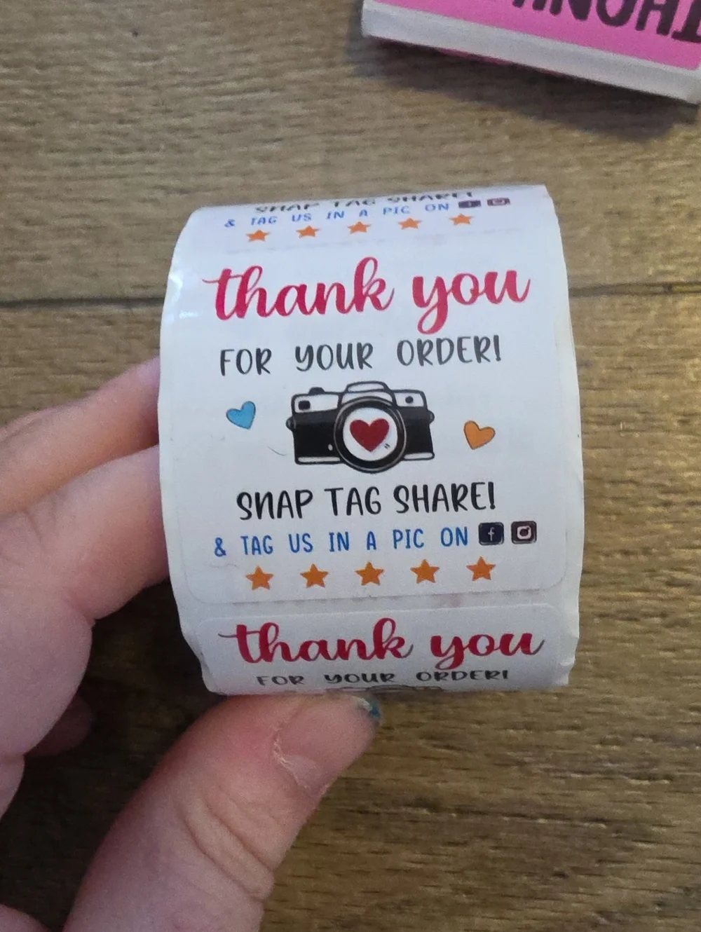 Thank You Order Sticker Roll - White with Red & Black Design